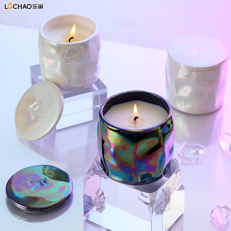 Pearl Glaze Black and White Ceramic Cup Aromatherapy Candle