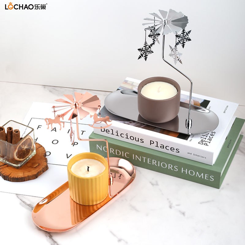 Aromatherapy Candle Tray Magnetic Bracket Heat Energy Rotating Candle Holder Revolving Lantern