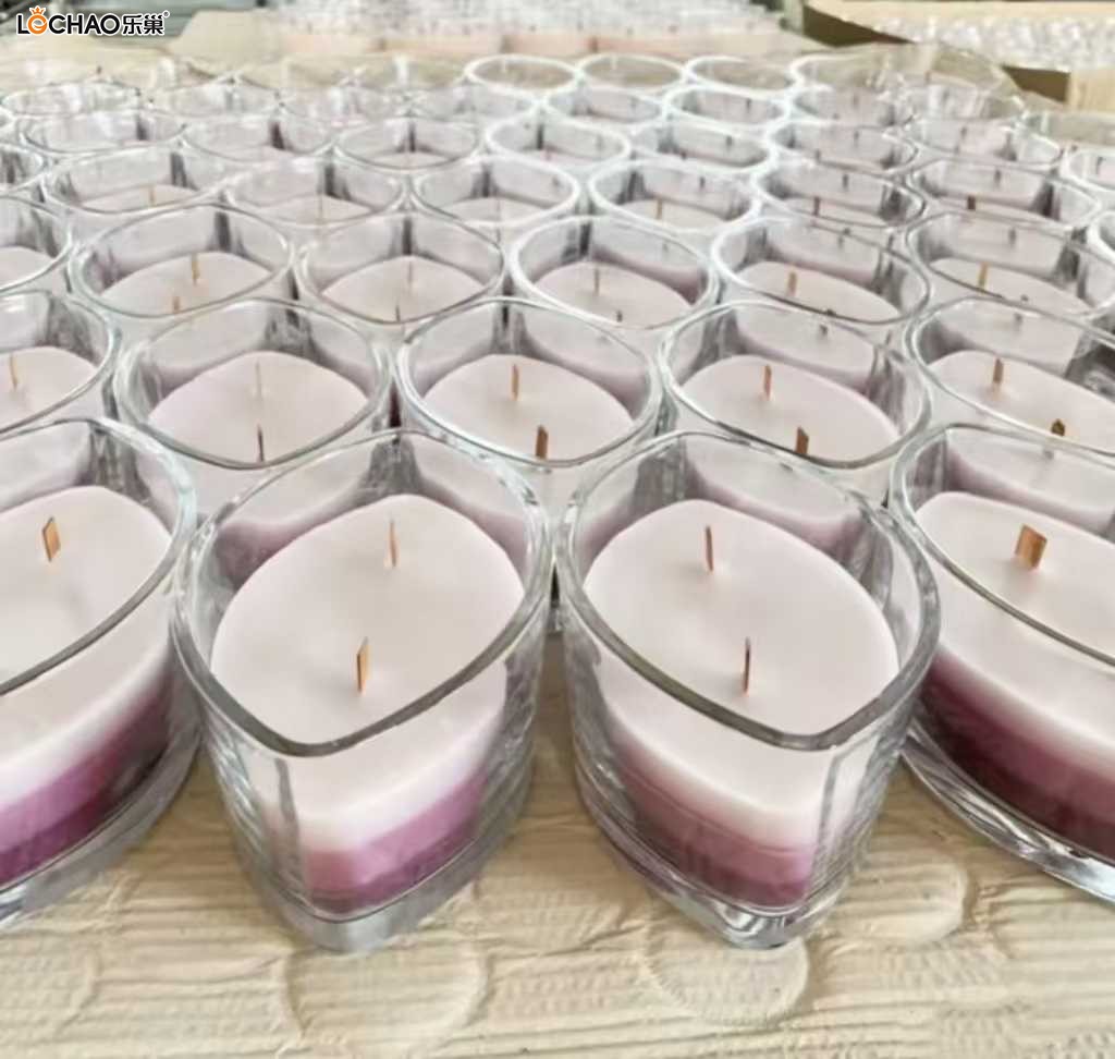 Boat-shaped glass double-wick scented candle
