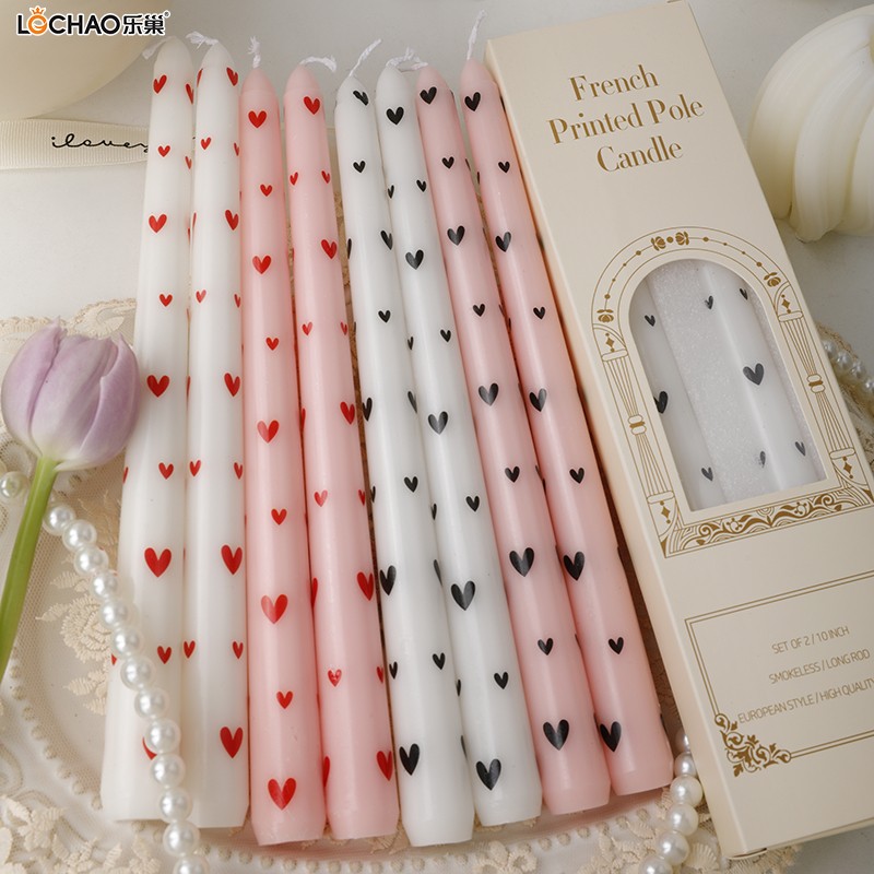 25cm heart-shaped printed long candle