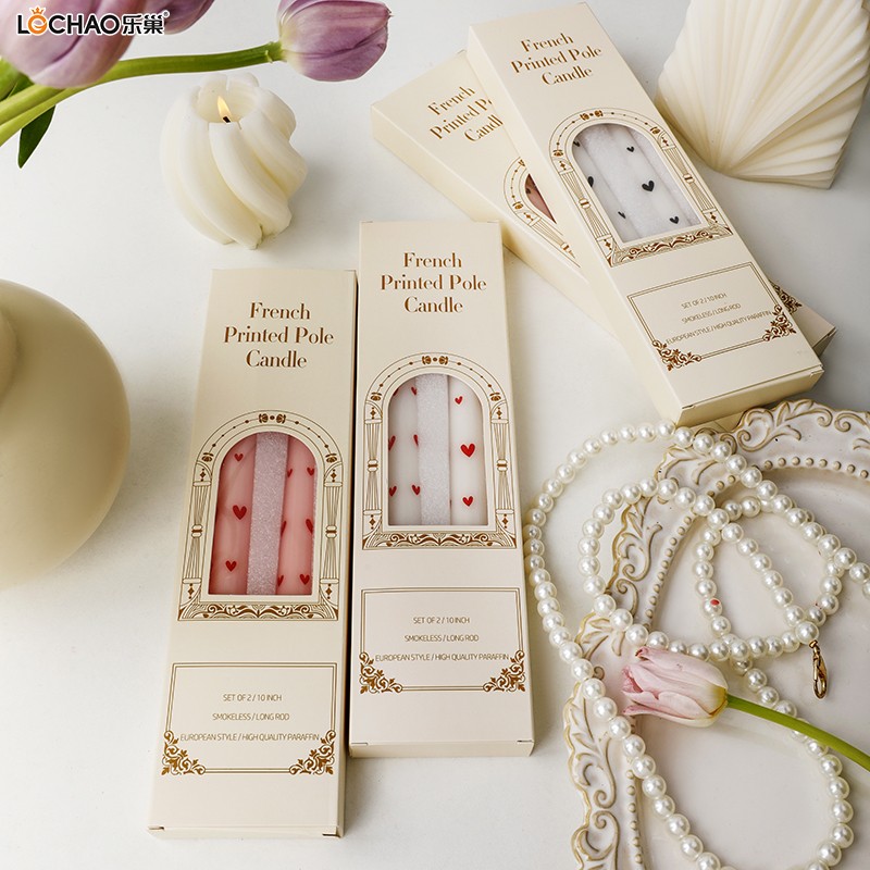 25cm heart-shaped printed long candle