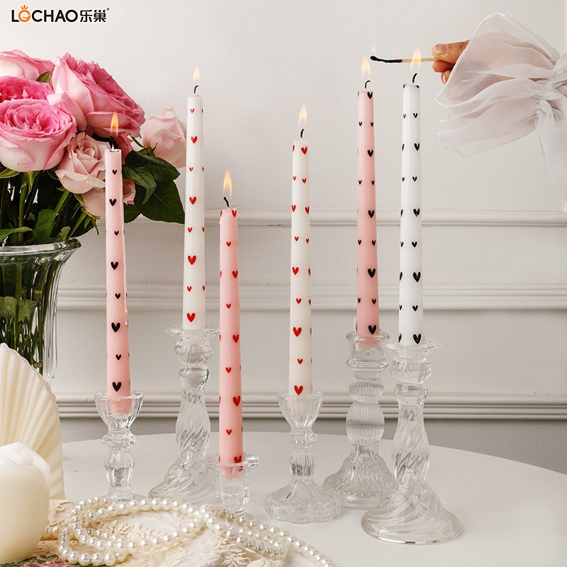 25cm heart-shaped printed long candle