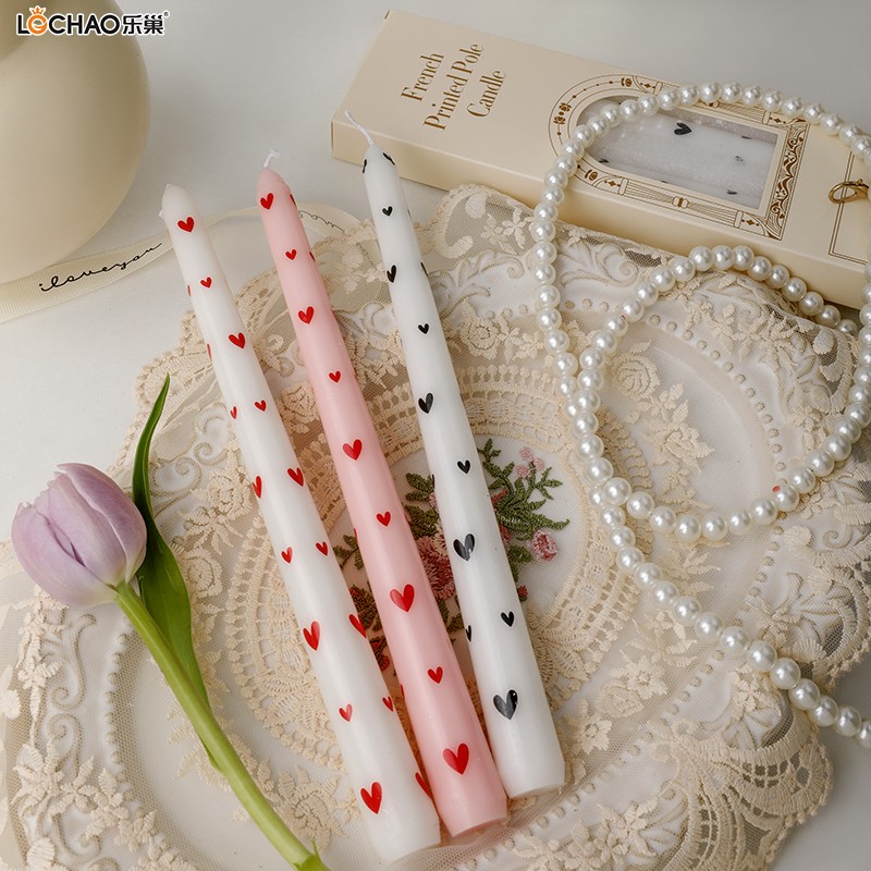 25cm heart-shaped printed long candle