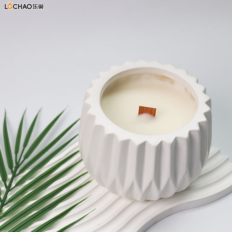 White porcelain jar scented candle