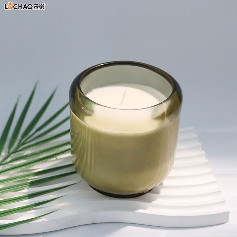 Thick round-bottomed glass cup candles