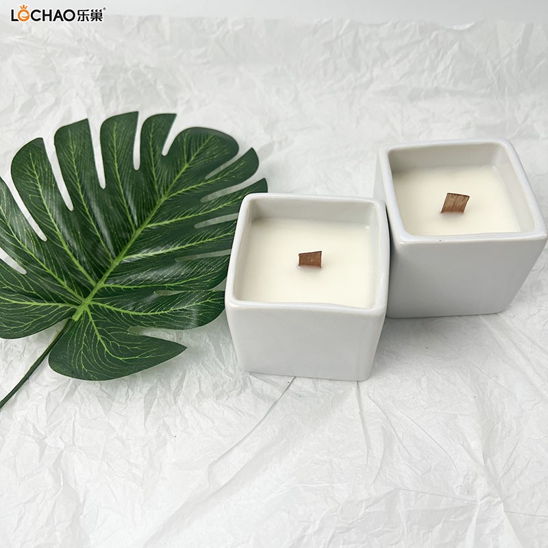 Square Porcelain Cup Scented Candle, Square Candle, Simulated Vase Scented Candle, Gift for Guests, 