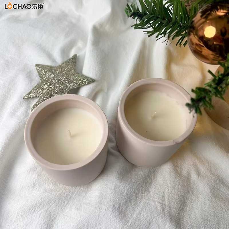 Pink Frosted Ceramic Cup Scented Candle