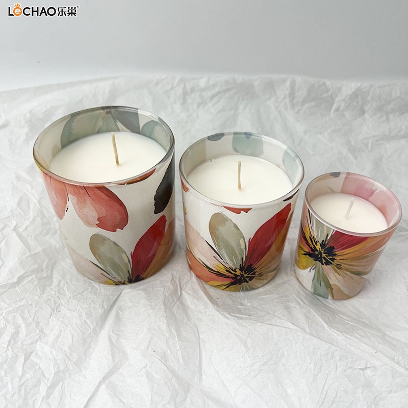 Colorful Petal Ink Painting Cup Scented Candle
