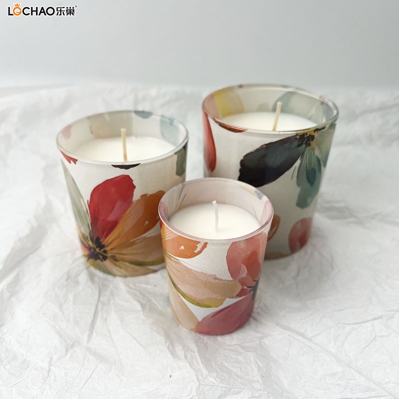 Colorful Petal Ink Painting Cup Scented Candle