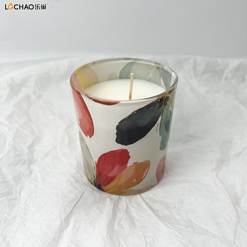 Colorful Petal Ink Painting Cup Scented Candle