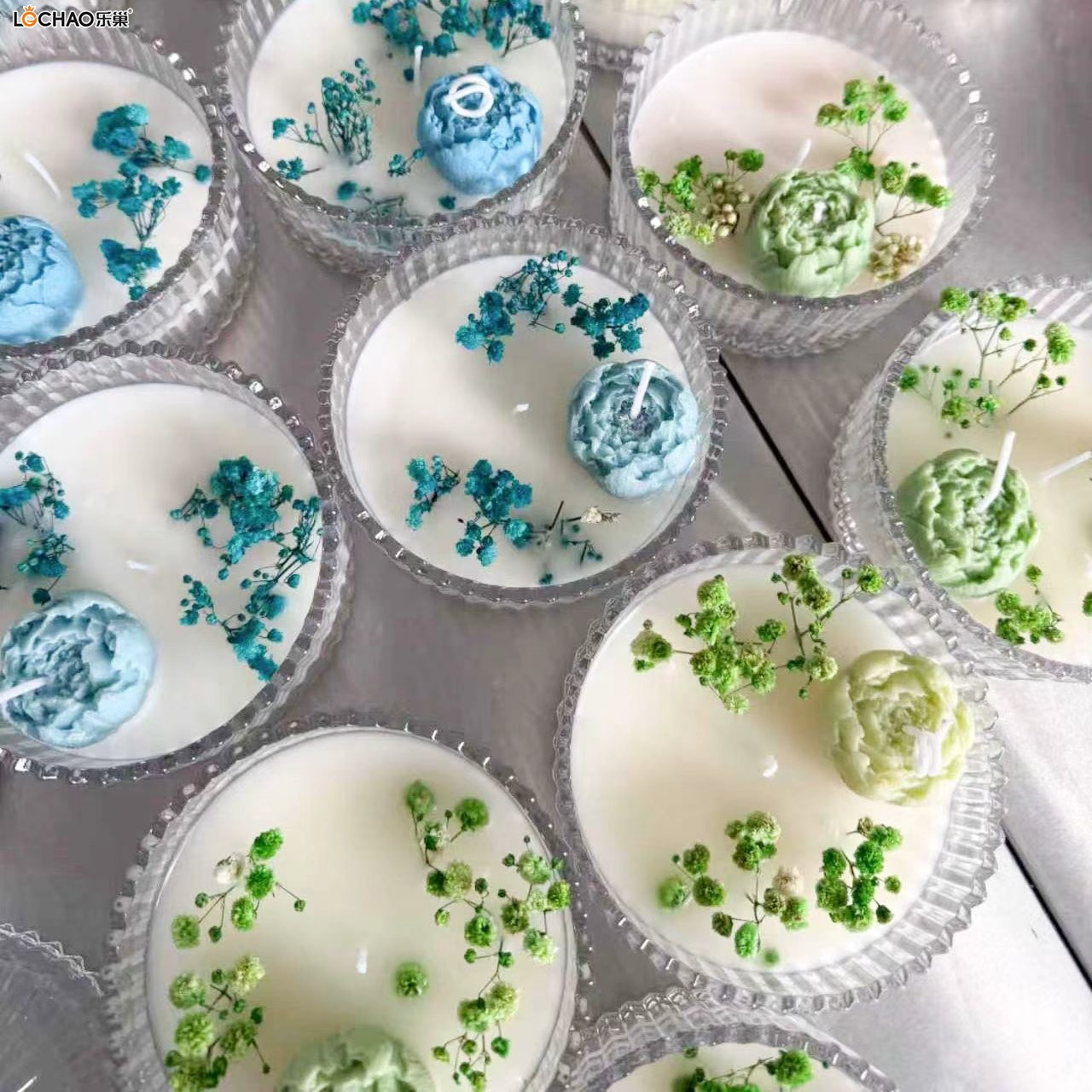 Mongolian Yurt Glass Dried Flower Scented Candle